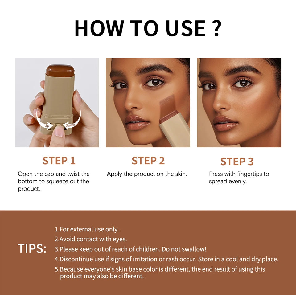 Foundation Skin Tint Balm Skin Tint Stick Waterproof Nourishing Solid Tinted Serum  Face Tinted Face Contour Stick Makeup