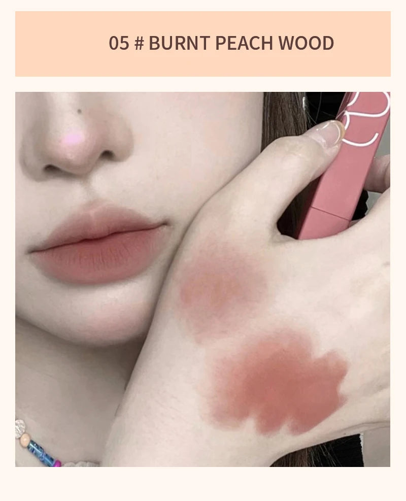 TX010 Thin Tube Matte Lipstick Waterproof Sweatproof Long-Lasting Makeup Resistant Dual Use on Lips And Cheeks