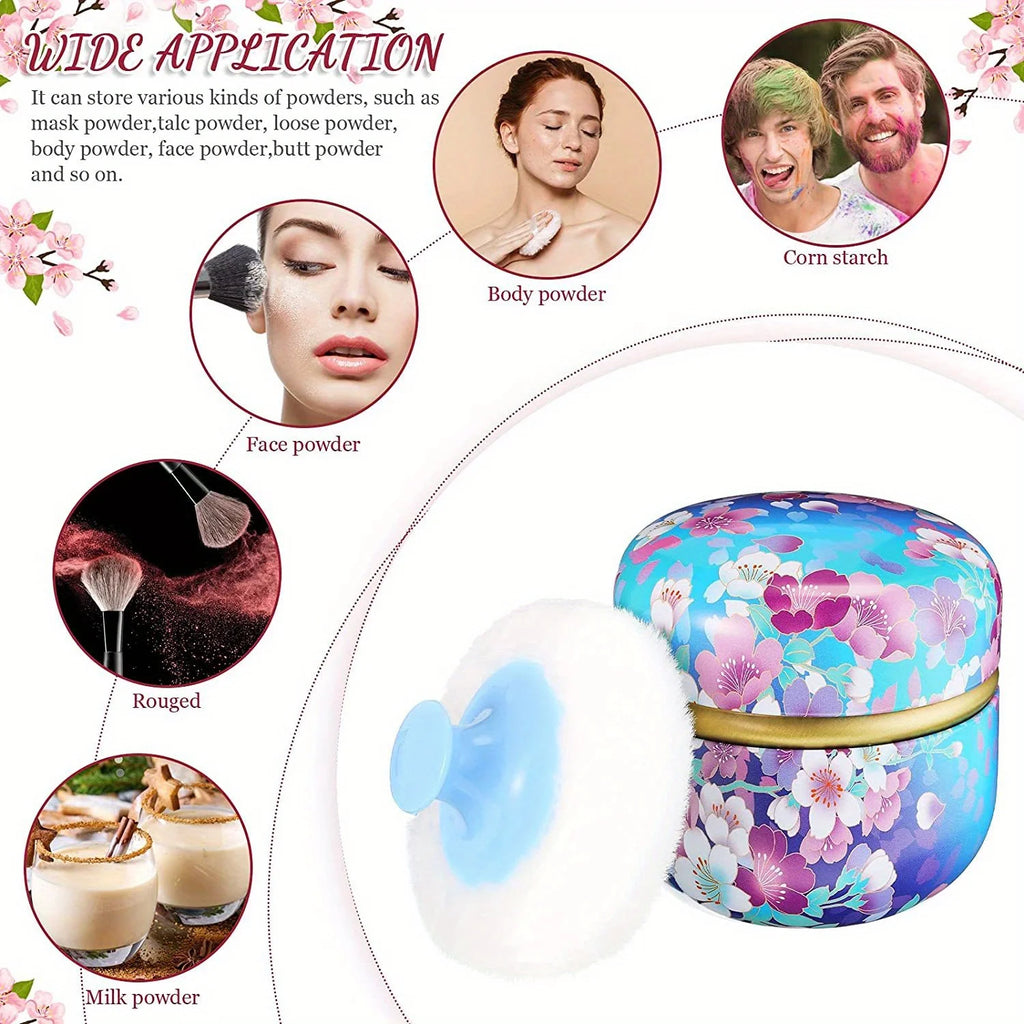 Makeup Puff and Powder Container for Body Dusting Powder Case with Puff fo Women Loose Powder Containers with Puff for Travel