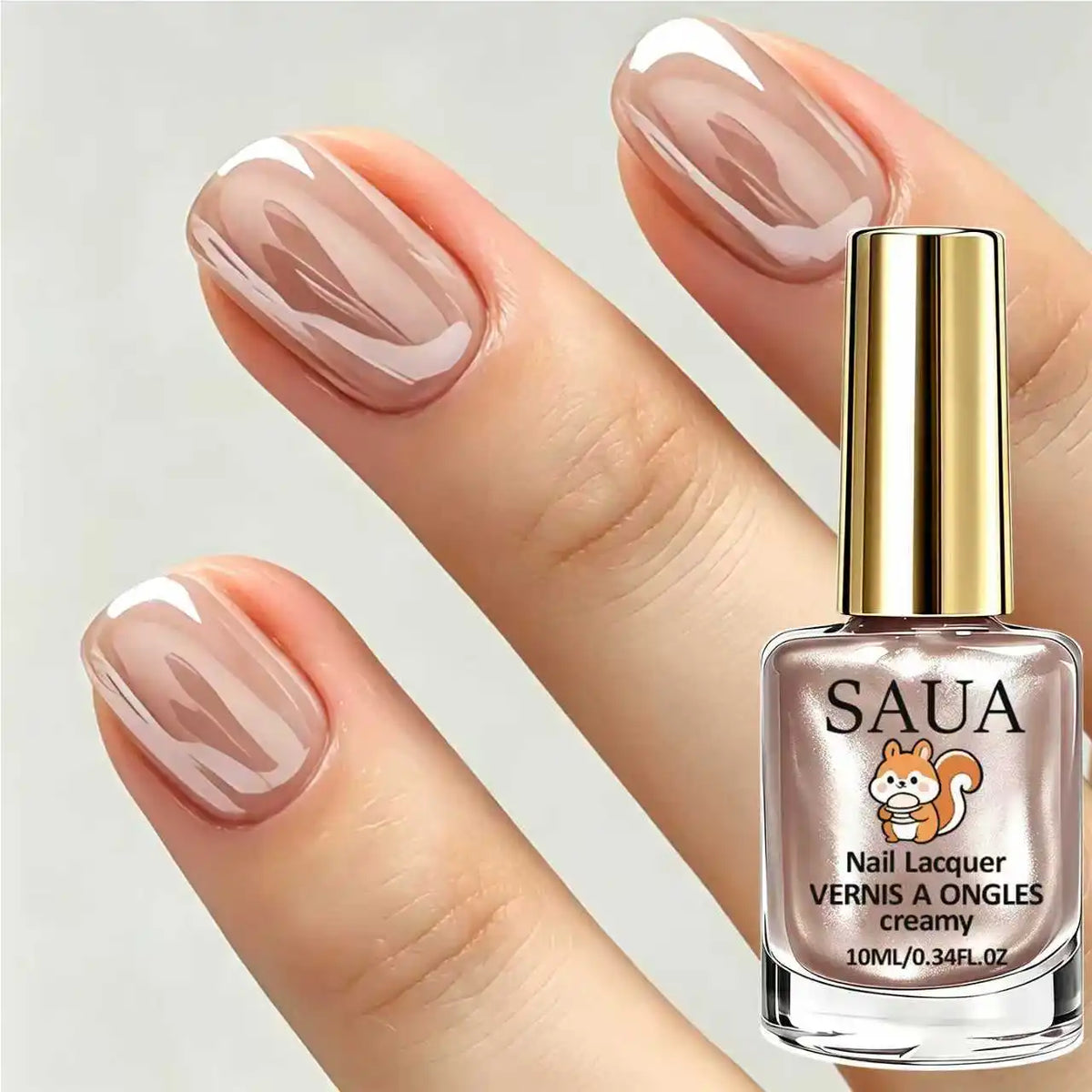 10ML Champagne Color Nail Polish, Fast-Drying, No UV Lamp Needed, Pearl Cream Texture, High Gloss,For Daily Use and Parties