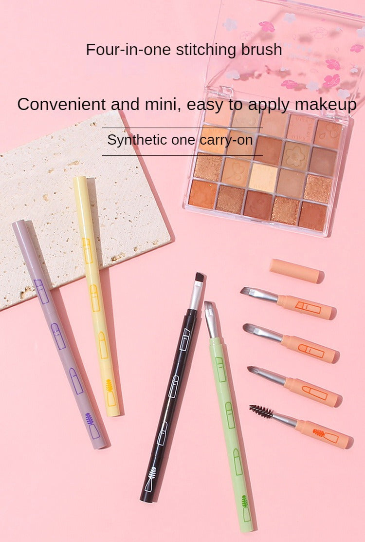 4 IN 1 Multifunctional Makeup Brushes Set Makeup Gadget Detachable Lip Eyeshadow Brush Sponge Eyeshadow Brush for Home Travel